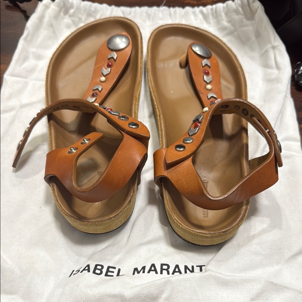 Isabel Marant Brown Studded Leather Sandals